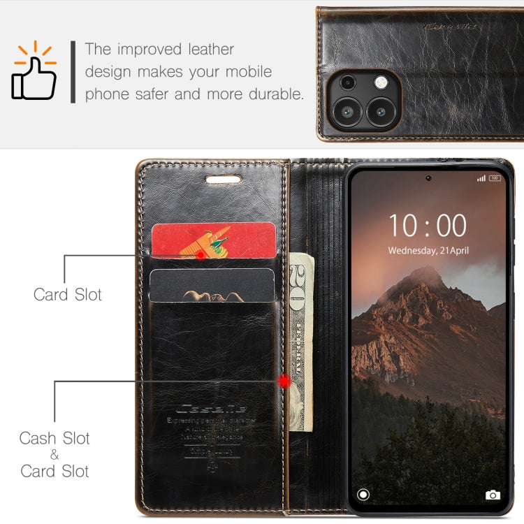 For Xiaomi Redmi Note 13 4G CaseMe 003 Crazy Horse Texture Flip Leather Phone Case(Coffee) - Xiaomi Cases by CaseMe | Online Shopping UK | buy2fix