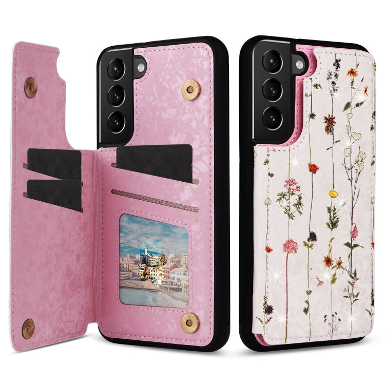 For Samsung Galaxy S21+ 5G Printed Double Buckle RFID Anti-theft Phone Case(Dried Flower World) - Galaxy S21+ 5G Cases by buy2fix | Online Shopping UK | buy2fix