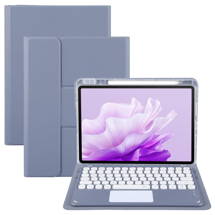 For Huawei MatePad Air 11.5 Round Button Bluetooth Keyboard Rotatable Holder Leather Case with Touchpad(Lavender Purple) - Huawei Keyboard by buy2fix | Online Shopping UK | buy2fix