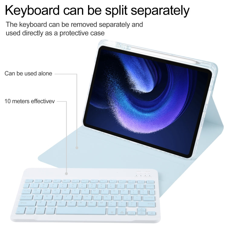 For Xiaomi Pad 6 Square Button Backlight Bluetooth Keyboard Rotatable Holder Leather Case(Sky Blue) - Others Keyboard by buy2fix | Online Shopping UK | buy2fix
