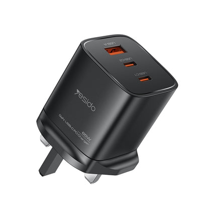 Yesido YC84 PD65W Three Port Type-C GaN Charger, UK Plug - USB Charger by Yesido | Online Shopping UK | buy2fix