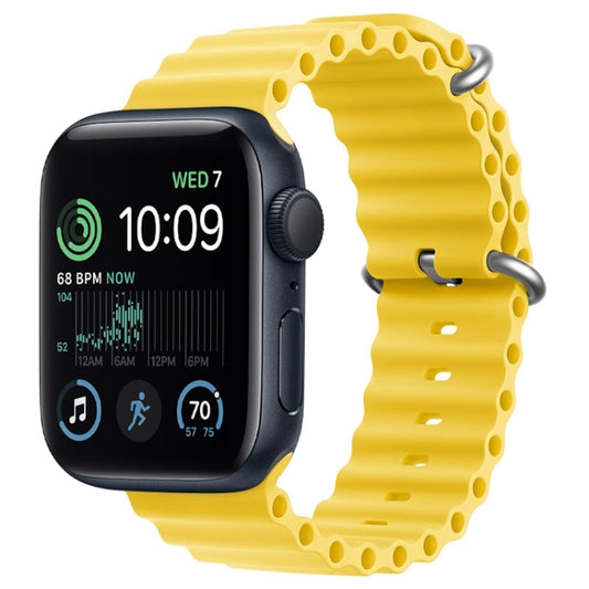 For Apple Watch SE 2022 44mm ZGA Ocean Silicone Watch Band(Yellow) - Watch Bands by ZGA | Online Shopping UK | buy2fix