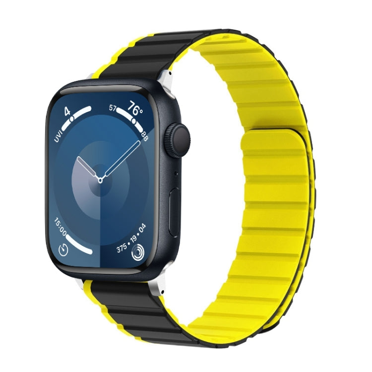 For Apple Watch Series 9 45mm ZGA Two Color Magnetic Silicone Watch Band(Grey+Yellow) - Watch Bands by ZGA | Online Shopping UK | buy2fix