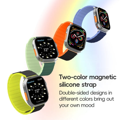 For Apple Watch Series 9 45mm ZGA Two Color Magnetic Silicone Watch Band(Grey+Yellow) - Watch Bands by ZGA | Online Shopping UK | buy2fix