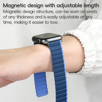 For Apple Watch Ultra 2 49mm ZGA Two Color Magnetic Silicone Watch Band(Dark Blue+Light Blue) - Watch Bands by ZGA | Online Shopping UK | buy2fix