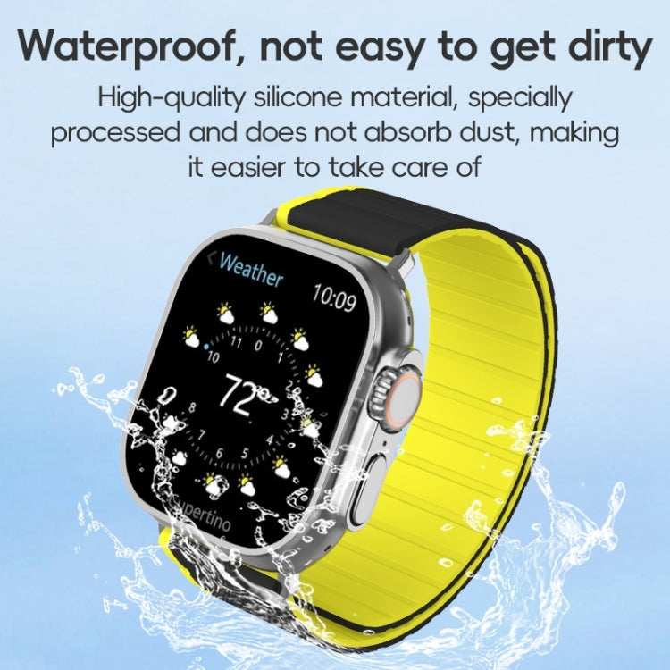 For Apple Watch Series 5 44mm ZGA Two Color Magnetic Silicone Watch Band(Grey+Yellow) - Watch Bands by ZGA | Online Shopping UK | buy2fix