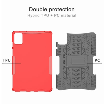 For Lenovo Tab M11/ Xiaoxin Pad 11 2024 Tire Texture TPU Hybrid PC Tablet Case with Holder(Green) - Lenovo by buy2fix | Online Shopping UK | buy2fix