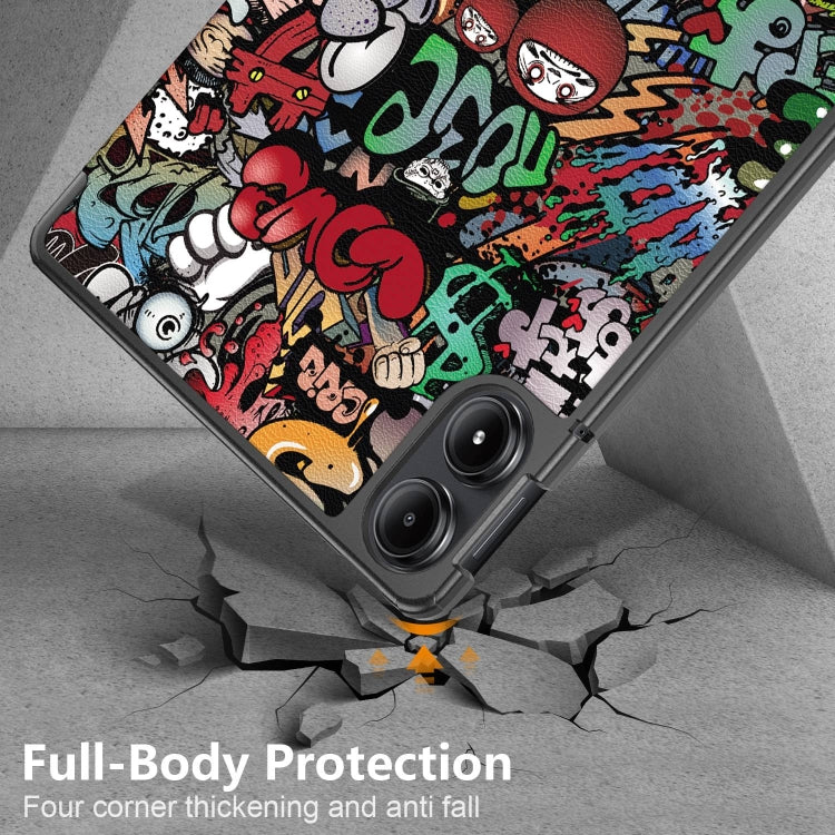 For Xiaomi Redmi Pad Pro 12.1 Custer Painted 3-Fold Stand Leather Smart Tablet Case(Graffiti) - More Tablet Cases by buy2fix | Online Shopping UK | buy2fix