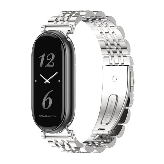 For Xiaomi Mi Band 8 / 9 / 9 NFC Mijobs GT4 Seven Beads Metal Watch Band(Silver) - Watch Bands by MIJOBS | Online Shopping UK | buy2fix