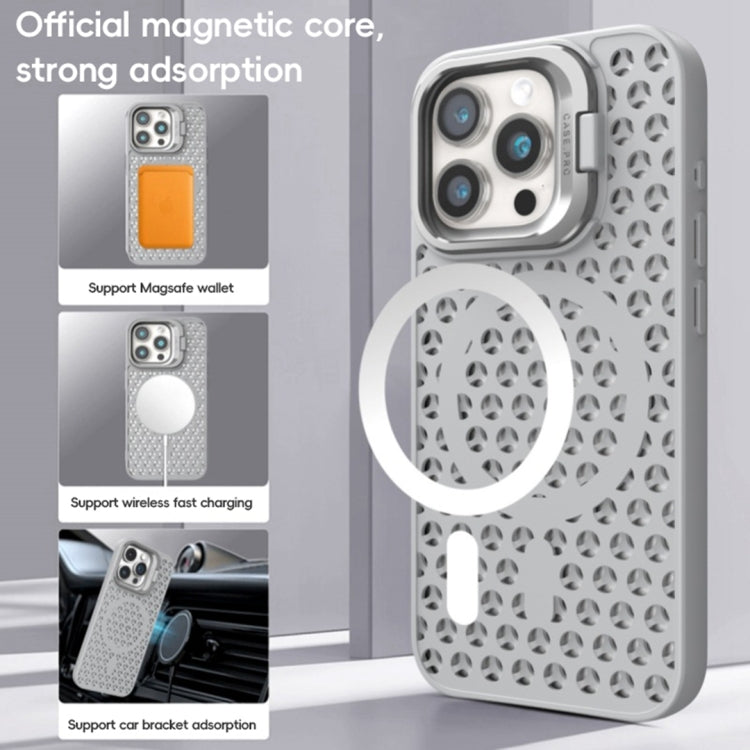 For iPhone 14 Plus Hollow Cooling Lens Holder MagSafe Magnetic TPU Phone Case(Black) - iPhone 14 Plus Cases by buy2fix | Online Shopping UK | buy2fix