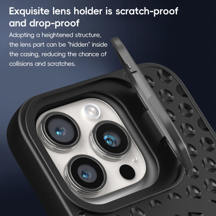 For iPhone 12 Pro Max Hollow Cooling Lens Holder MagSafe Magnetic TPU Phone Case(Black) - iPhone 12 Pro Max Cases by buy2fix | Online Shopping UK | buy2fix