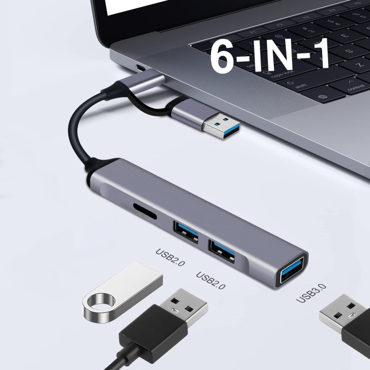 809-C 6 in 1 USB+Type-C to USB Multifunctional Docking Station HUB Adapter - USB HUB by buy2fix | Online Shopping UK | buy2fix
