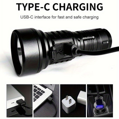 819 T20 1000LM USB Rechargeable LED Flashlight Including Battery(Black) - LED Flashlight by buy2fix | Online Shopping UK | buy2fix