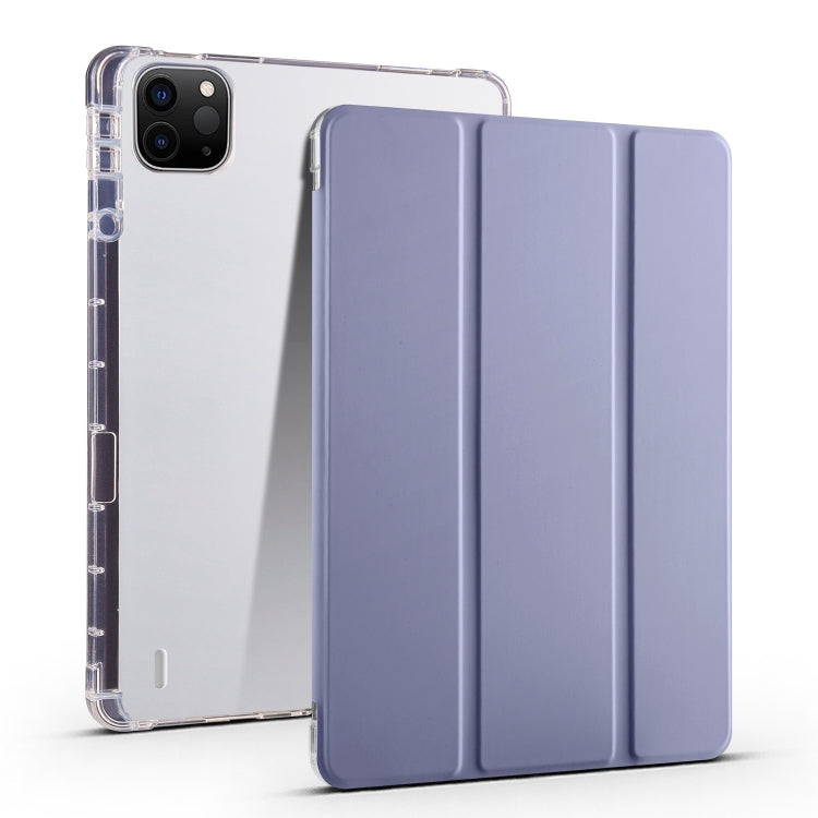 For iPad Pro 11 2024 3-fold Clear TPU Smart Leather Tablet Case with Pen Slot(Lavender Purple) - iPad Pro 11 2024 Cases by buy2fix | Online Shopping UK | buy2fix