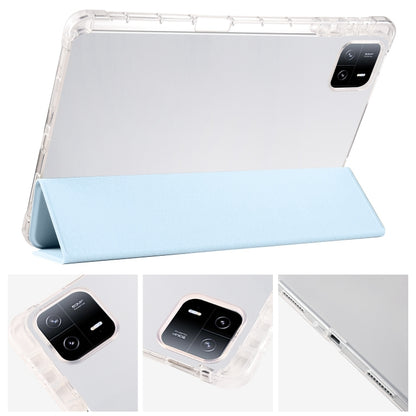 For iPad Air 11 2024 3-fold Clear TPU Smart Leather Tablet Case with Pen Slot(Ice Blue) - iPad Air 11 2024 Cases by buy2fix | Online Shopping UK | buy2fix