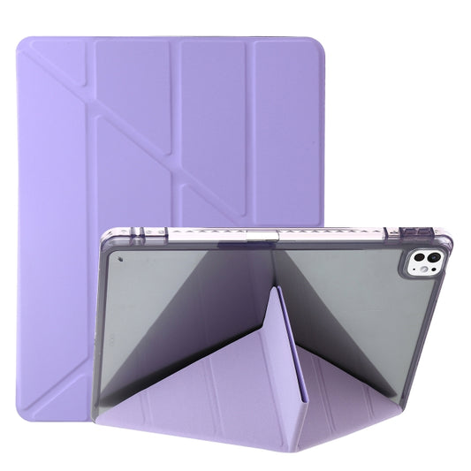 For iPad Pro 11 2024 Clear Acrylic Deformation Leather Tablet Case(Purple) - iPad Pro 11 2024 Cases by buy2fix | Online Shopping UK | buy2fix