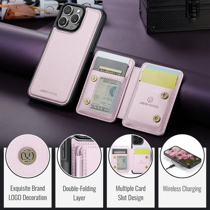 For iPhone 16 Pro JEEHOOD J05 Business Magnetic Style RFID Leather Phone Case(Pink) - iPhone 16 Pro Cases by JEEHOOD | Online Shopping UK | buy2fix