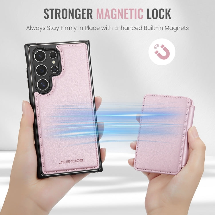 For Samsung Galaxy S24 Ultra 5G JEEHOOD J05 Business Magnetic Style RFID Leather Phone Case(Pink) - Galaxy S24 Ultra 5G Cases by JEEHOOD | Online Shopping UK | buy2fix