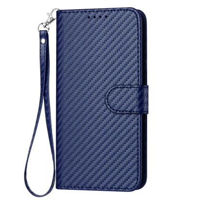 For iPhone 16 Pro Max YX0070 Carbon Fiber Buckle Leather Phone Case with Lanyard(Royal Blue) - iPhone 16 Pro Max Cases by buy2fix | Online Shopping UK | buy2fix