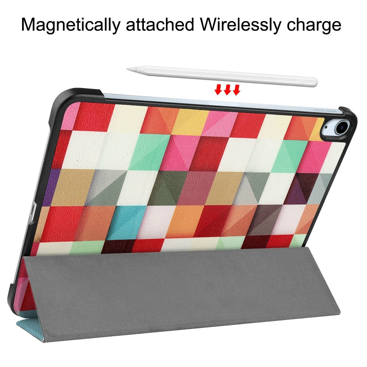 For iPad Air 11 2024 Custer Painted 3-Fold Holder Smart Leather Tablet Case(Magic Cube) - iPad Air 11 2024 Cases by buy2fix | Online Shopping UK | buy2fix