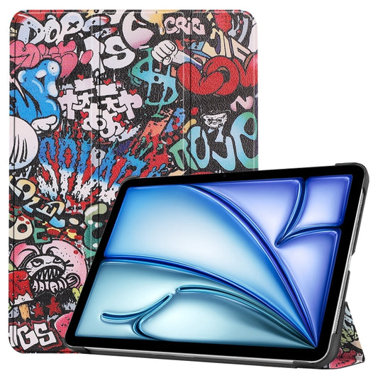 For iPad Air 11 2024 Custer Painted 3-Fold Holder Smart Leather Tablet Case(Graffiti) - iPad Air 11 2024 Cases by buy2fix | Online Shopping UK | buy2fix