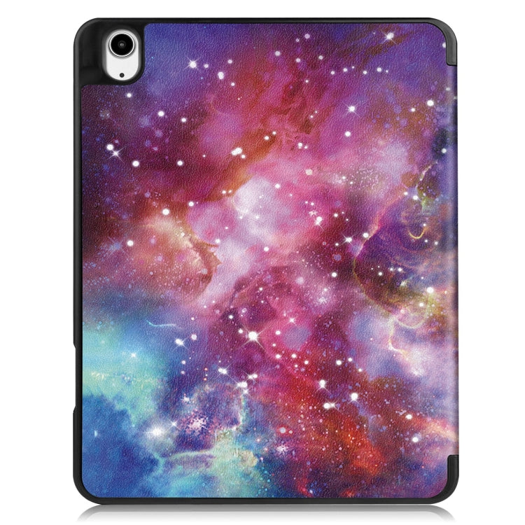 For iPad Air 13 2024 Custer Painted 3-Fold Holder Smart Leather Tablet Case with Pen Tray(Milky Way Nebula) - iPad Air 13 2024 Cases by buy2fix | Online Shopping UK | buy2fix