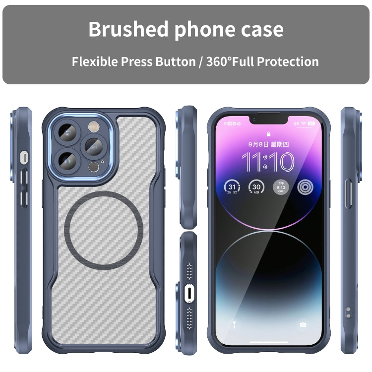 For iPhone 15 Pro Carbon Fiber Texture MagSafe Translucent Phone Case(Blue) - iPhone 15 Pro Cases by buy2fix | Online Shopping UK | buy2fix