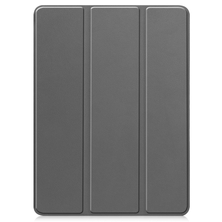 For iPad Pro 11 2024 Custer TPU Pure Color 3-Fold Holder Smart Leather Tablet Case with Pen Tray(Grey) - iPad Pro 11 2024 Cases by buy2fix | Online Shopping UK | buy2fix