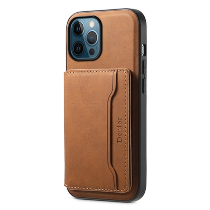 For iPhone 12 Pro Denior D13 Retro Texture Leather MagSafe Card Bag Phone Case(Brown) - iPhone 12 / 12 Pro Cases by Denior | Online Shopping UK | buy2fix