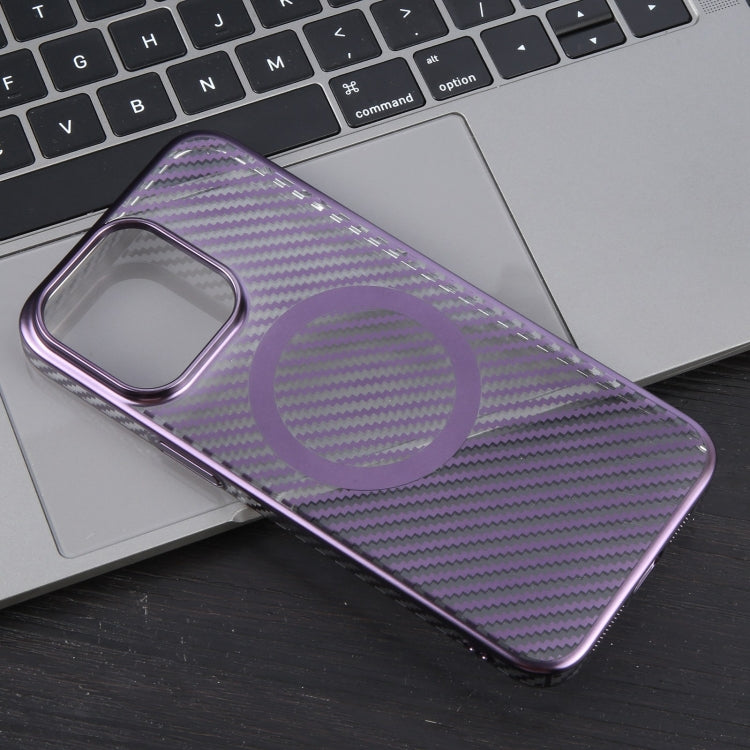 For iPhone 12 Pro 6D Plated Carbon Fiber Clear Magsafe PC Phone Case(Aurora Purple) - iPhone 12 / 12 Pro Cases by buy2fix | Online Shopping UK | buy2fix