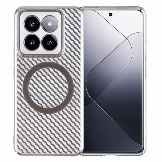 For Xiaomi 14 Pro 6D Plated Carbon Fiber Clear Magsafe PC Phone Case(Titanium Grey) - 14 Pro Cases by buy2fix | Online Shopping UK | buy2fix