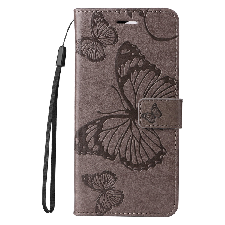 For iPhone 16 Pro 3D Butterfly Embossed Pattern Flip Leather Phone Case(Grey) - iPhone 16 Pro Cases by buy2fix | Online Shopping UK | buy2fix