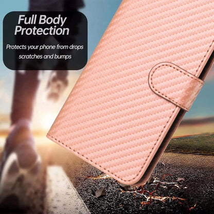 For OnePlus 11 YX0070 Carbon Fiber Buckle Leather Phone Case with Lanyard(Pink) - OnePlus Cases by buy2fix | Online Shopping UK | buy2fix