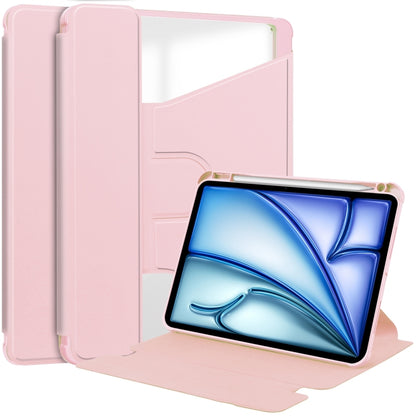 For iPad Air 13 2024 Transparent Rotation Smart Leather Tablet Case(Pink) - iPad Air 13 2024 Cases by buy2fix | Online Shopping UK | buy2fix