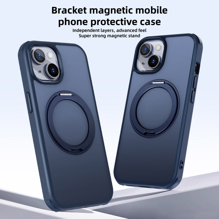 For iPhone 14 Pro MagSafe Holder PC Hybrid TPU Phone Case(Matte Blue) - iPhone 14 Pro Cases by buy2fix | Online Shopping UK | buy2fix