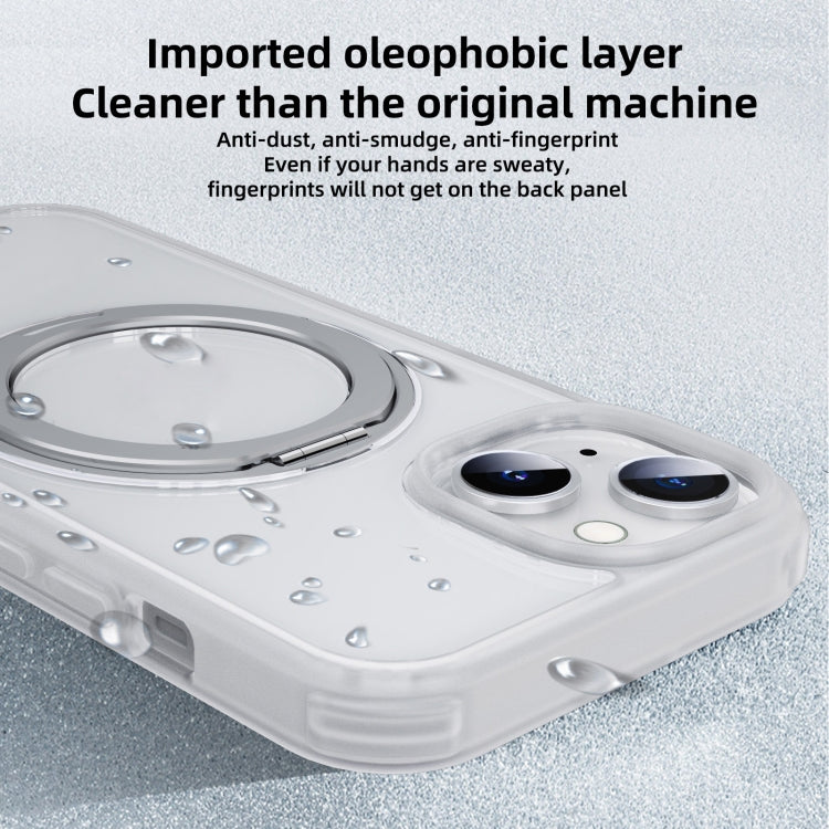 For iPhone 15 Pro MagSafe Holder PC Hybrid TPU Phone Case(Transparent White) - iPhone 15 Pro Cases by buy2fix | Online Shopping UK | buy2fix