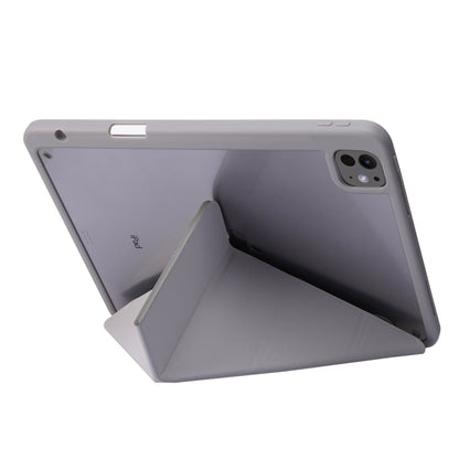 For iPad Pro 11 2024 Deformation Transparent Acrylic Leather Tablet Case(Grey) - iPad Pro 11 2024 Cases by buy2fix | Online Shopping UK | buy2fix