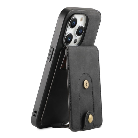 For iPhone 14 Pro Max Denior D14 NK Retro Pattern MagSafe Magnetic Card Holder Leather Phone Case(Black) - iPhone 14 Pro Max Cases by Denior | Online Shopping UK | buy2fix