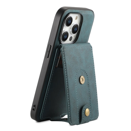 For iPhone 13 Pro Max Denior D14 NK Retro Pattern MagSafe Magnetic Card Holder Leather Phone Case(Blue) - iPhone 13 Pro Max Cases by Denior | Online Shopping UK | buy2fix