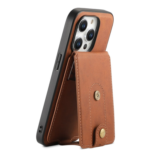 For iPhone 12 Pro Max Denior D14 NK Retro Pattern MagSafe Magnetic Card Holder Leather Phone Case(Brown) - iPhone 12 Pro Max Cases by Denior | Online Shopping UK | buy2fix