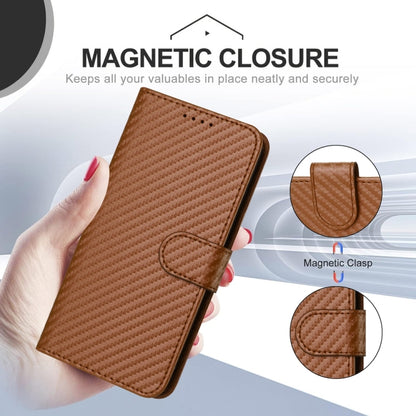 For Xiaomi Redmi K70 / K70 Pro YX0070 Carbon Fiber Buckle Leather Phone Case with Lanyard(Coffee) - K70 Cases by buy2fix | Online Shopping UK | buy2fix