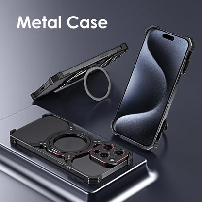 For iPhone 14 Pro Mechanical Arm Borderless MagSafe Holder Metal Phone Case(Silver) - iPhone 14 Pro Cases by buy2fix | Online Shopping UK | buy2fix