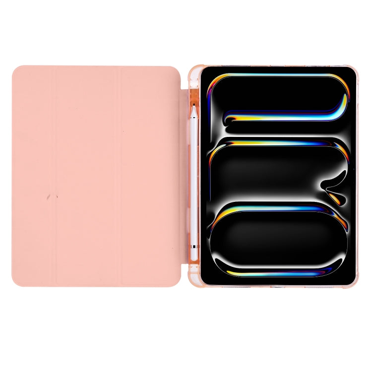 For iPad Pro 13 2024 3-fold TPU Leather Smart Tablet Case with Pen Slot(Pink) - iPad Pro 13 2024 Cases by buy2fix | Online Shopping UK | buy2fix