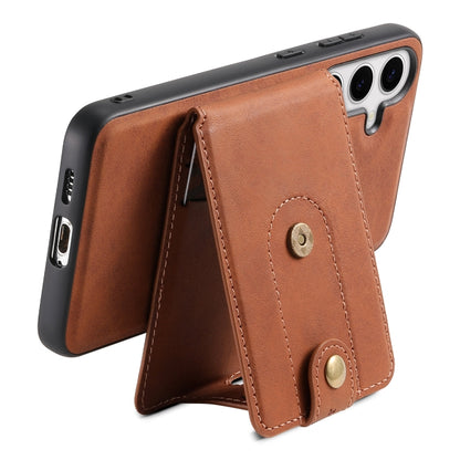 For Samsung Galaxy S24 5G Denior D14 NK Retro Pattern MagSafe Magnetic Card Holder Leather Phone Case(Brown) - Galaxy S24 5G Cases by Denior | Online Shopping UK | buy2fix