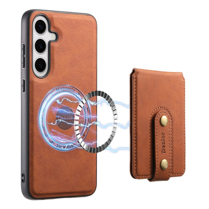 For Samsung Galaxy S24 5G Denior D14 NK Retro Pattern MagSafe Magnetic Card Holder Leather Phone Case(Brown) - Galaxy S24 5G Cases by Denior | Online Shopping UK | buy2fix