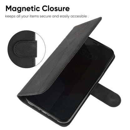 For iPhone 16 Pro Max Skin Feel Geometric Lines Leather Phone Case(Black) - iPhone 16 Pro Max Cases by buy2fix | Online Shopping UK | buy2fix