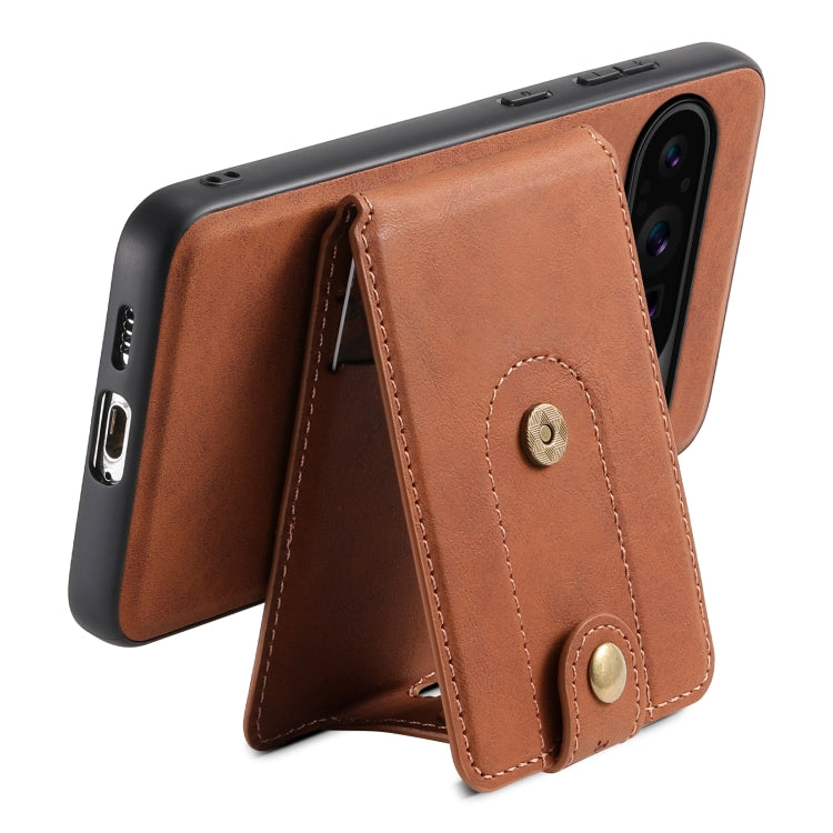 For Google Pixel 9 Pro Denior D14 NK Retro Pattern MagSafe Magnetic Card Holder Leather Phone Case(Brown) - Google Cases by Denior | Online Shopping UK | buy2fix