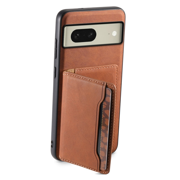 For Google Pixel 8 Denior D13 Retro Texture Leather MagSafe Card Bag Phone Case(Brown) - Google Cases by Denior | Online Shopping UK | buy2fix