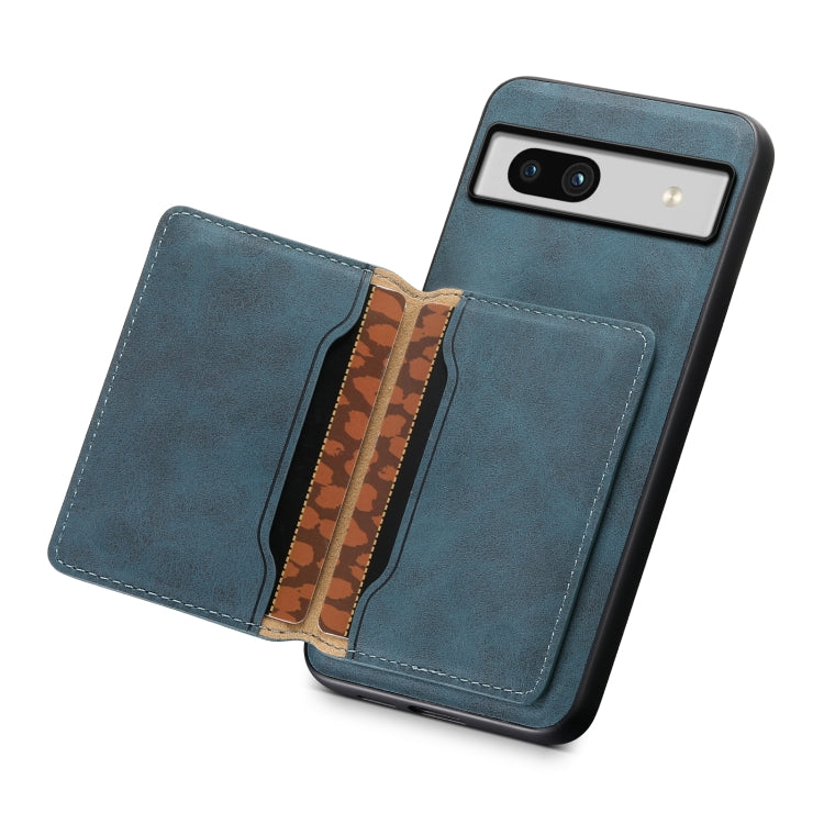 For Google Pixel 7a Denior D13 Retro Texture Leather MagSafe Card Bag Phone Case(Blue) - Google Cases by Denior | Online Shopping UK | buy2fix