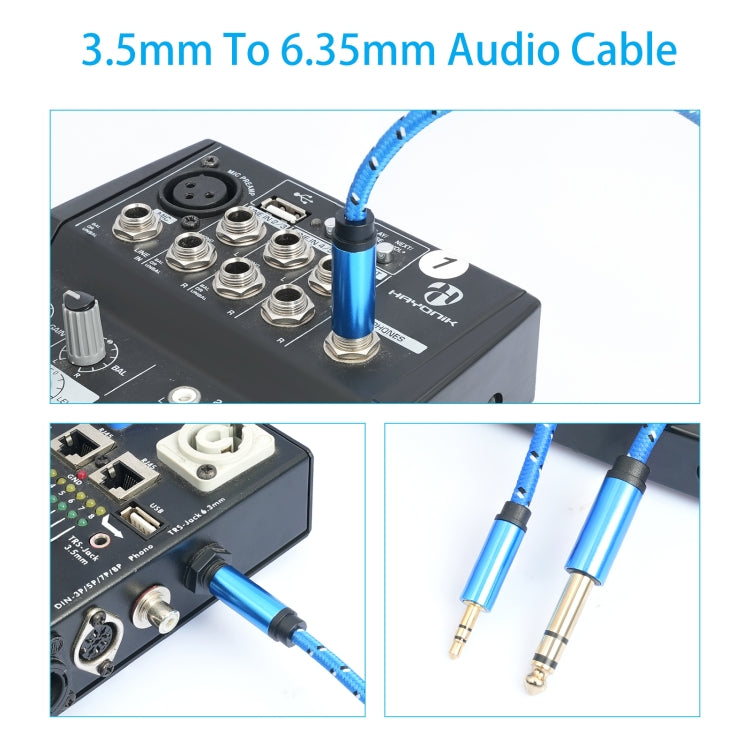 3662-3662BK 3.5mm Male to 6.35mm Male Stereo Amplifier Audio Cable, Length:1m(Blue) - Microphone Audio Cable & Connector by buy2fix | Online Shopping UK | buy2fix